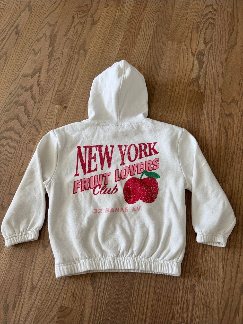 Cotton On White Hoodie with Pink/Red Apple Graphic